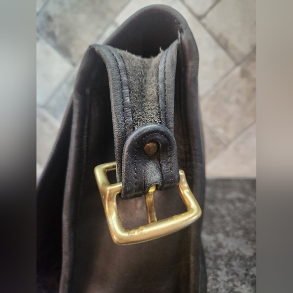 Vintage COACH Stewardess 9525 Brass Black Leather Crossbody Bag Costa Rica - Picture 5 of 16